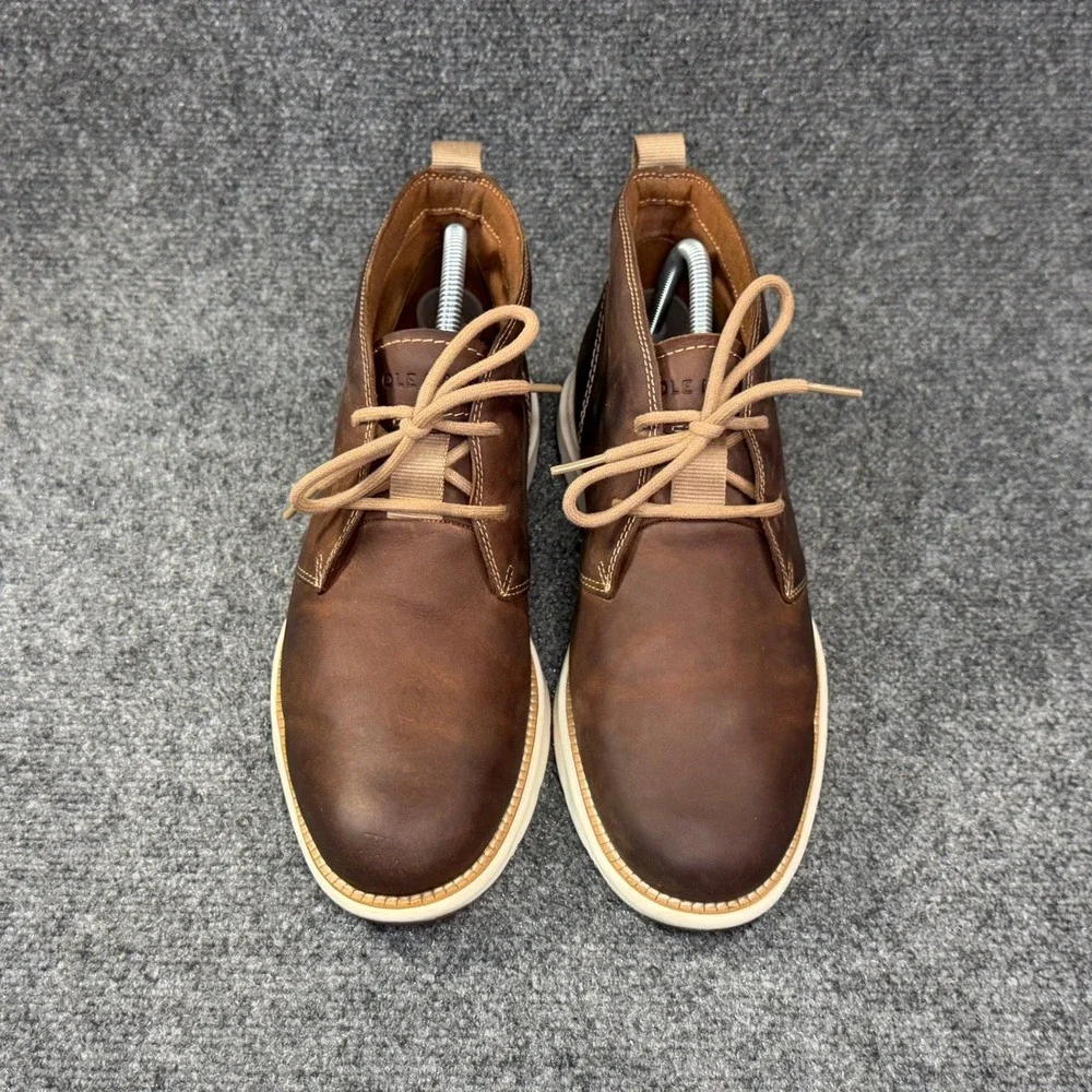 Cole Haan Grand Atlantic Chukka Boots Men's 10 Brown Leather Classic Casual Shoe